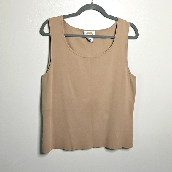 Talbots Tops - Talbots Tan Sleeveless Top Crew Neck Large